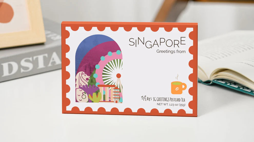 Singapore Greetings Postcard Tea (Stamp Design)